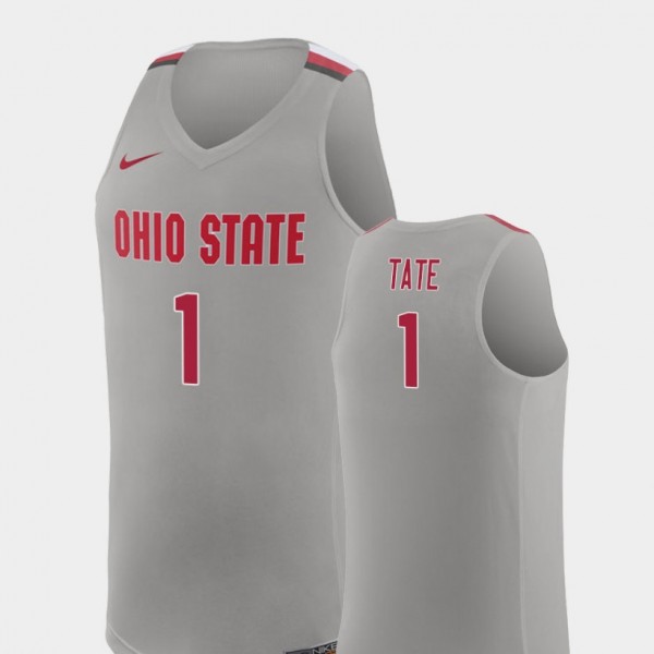 Ohio State Buckeyes Jae'Sean Men's #1 Pure Gray Tate College Basketball Jersey 2404ZXAI2